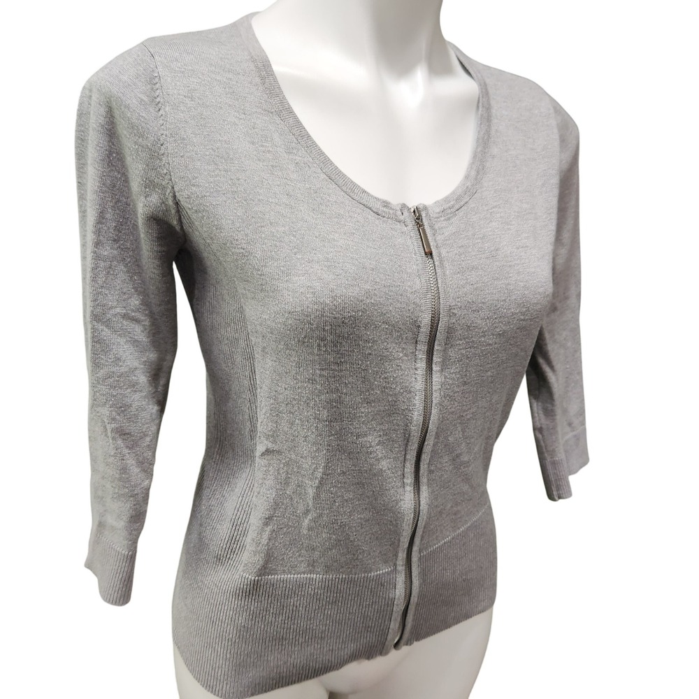 Carmen gray‎ 3/4 sleeve zip front cardigan womens size small